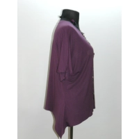 Tunika KIMONO dzianinowa z wydłużonymi bokami - śliwkowa